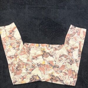 RBX Abstract Floral Leggings - Brown, Yellow, Cream